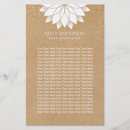 ヨガインストラクターホワイトロータスフローラ素朴クラフト チラシ (正面)