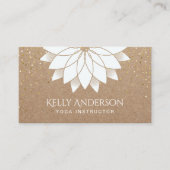 ヨガインストラクターホワイトロータスフローラ素朴クラフト 名刺 (正面)