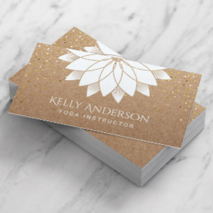 ヨガインストラクターホワイトロータスフローラ素朴クラフト 名刺