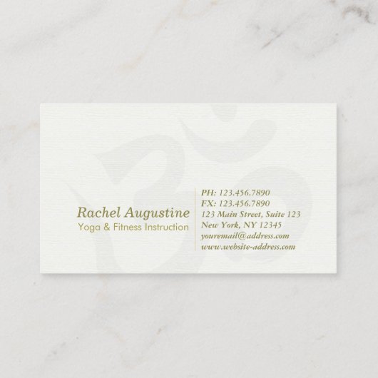 ヨガインストラクターホワイト金ゴールド瞑想ポーズゼンルーム 名刺 (裏面)