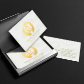 ヨガインストラクターホワイト金ゴールド瞑想ポーズゼンルーム 名刺