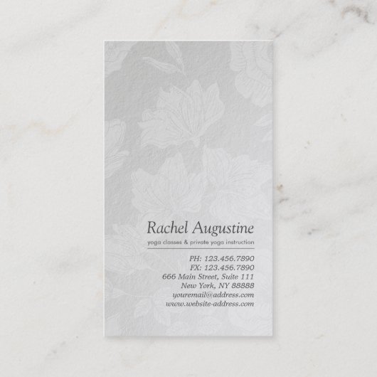 ヨガインストラクターホワイト&シルバーマンダラOMシンボル 名刺 (裏面)