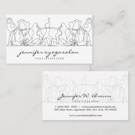 ヨガインストラクターポーズプラクティスジムアサナ 名刺 (正面/裏面)