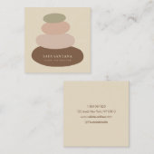 ヨガインストラクターマッサージゼンストーンズ素朴 スクエア名刺 (正面/裏面)