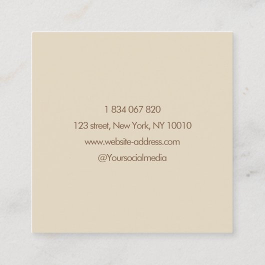 ヨガインストラクターマッサージゼンストーンズ素朴 スクエア名刺 (裏面)