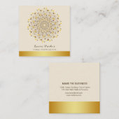 ヨガインストラクターマンクラシックダラロータスフローラ金ゴールド スクエア名刺 (正面/裏面)