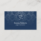 ヨガインストラクターマンダラオムサインエレガントネイビーブルー 名刺 (正面)