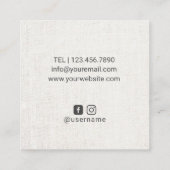 ヨガインストラクターマンダラフラワーヴィンテージリネン スクエア名刺 (裏面)