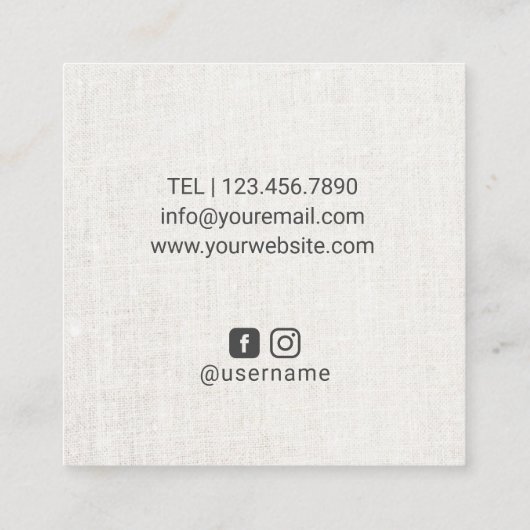 ヨガインストラクターマンダラフラワーヴィンテージリネン スクエア名刺 (裏面)