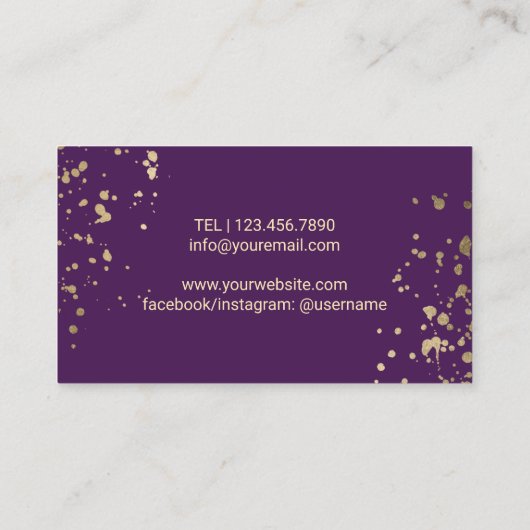 ヨガインストラクターマンダラモダン金ゴールド&パープル 名刺 (裏面)