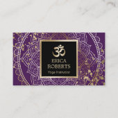 ヨガインストラクターマンダラモダン金ゴールド&パープル 名刺 (正面)