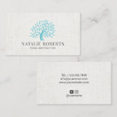 ヨガインストラクターミニマリストグリーンツエレガントリー 名刺 (正面/裏面)