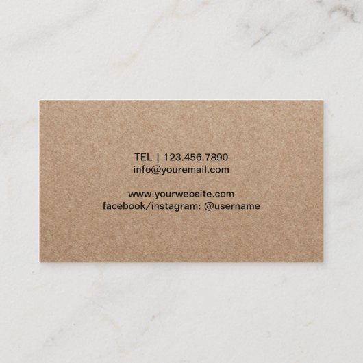 ヨガインストラクターミニマリストヨガポーズク素朴ラフト 名刺 (裏面)