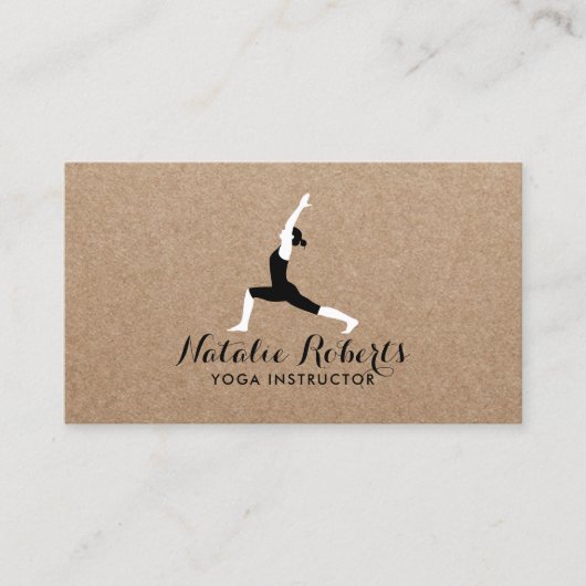 ヨガインストラクターミニマリストヨガポーズク素朴ラフト 名刺 (正面)