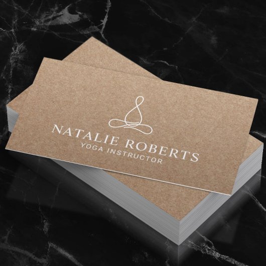 ヨガインストラクターミニマリストラインロゴ素朴クラフト 名刺