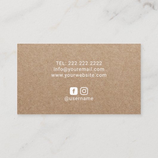 ヨガインストラクターミニマリストラインロゴ素朴クラフト 名刺 (裏面)