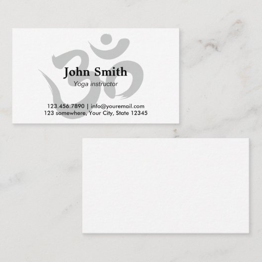 ヨガインストラクターミニマルOMシンボルプレーン 名刺 (正面/裏面)