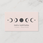 ヨガインストラクタームーンフェイズ赤面ピンク 名刺 (正面)
