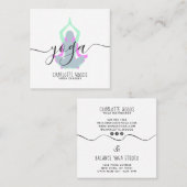 ヨガインストラクターモダンエレガントトレンディーティール（緑がかった色）ピンクom スクエア名刺 (正面/裏面)