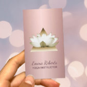 ヨガインストラクターモダンバラ金ゴールドロータス三角形 名刺