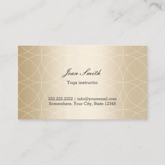 ヨガインストラクターモダンブラック&金ゴールド幾何学模様 名刺 (裏面)
