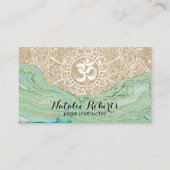 ヨガインストラクターモダンミント金ゴールドアゲテマンダラ 名刺 (正面)