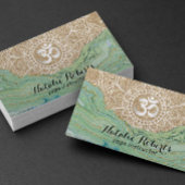 ヨガインストラクターモダンミント金ゴールドアゲテマンダラ 名刺