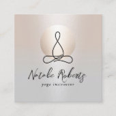 ヨガインストラクターモダン金ゴールドサークエレガントスシルバー スクエア名刺 (正面)