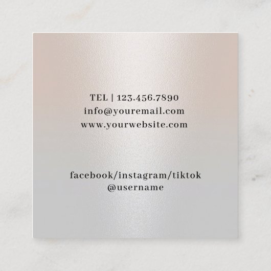 ヨガインストラクターモダン金ゴールドサークエレガントスシルバー スクエア名刺 (裏面)