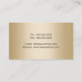 ヨガインストラクターモダン金ゴールドロータスティール（緑がかった色）グリッター 名刺 (裏面)