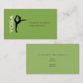 ヨガインストラクターヨガポーズシルエットオングリーンバック 名刺 (正面/裏面)