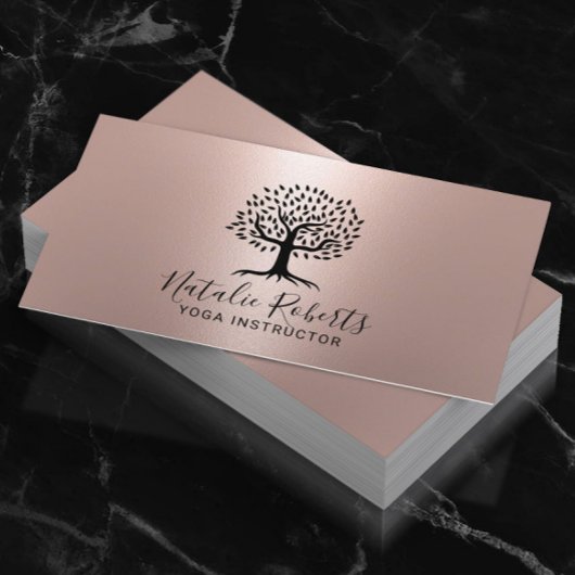 ヨガインストラクターライフコーチツリーロゴバラ金ゴールド 名刺