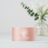 ヨガインストラクターライフコーチヴィンテージツリーバラ金ゴールド 名刺 (スタンド正面)