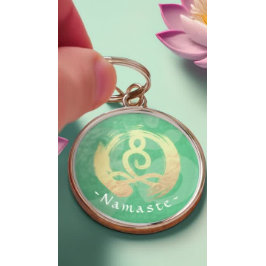 ヨガインストラクターライフコーチ瞑想ポーズゼンOM キーホルダー
