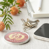 ヨガインストラクターライフコーチ瞑想ポーズゼンOM キーホルダー (側面)