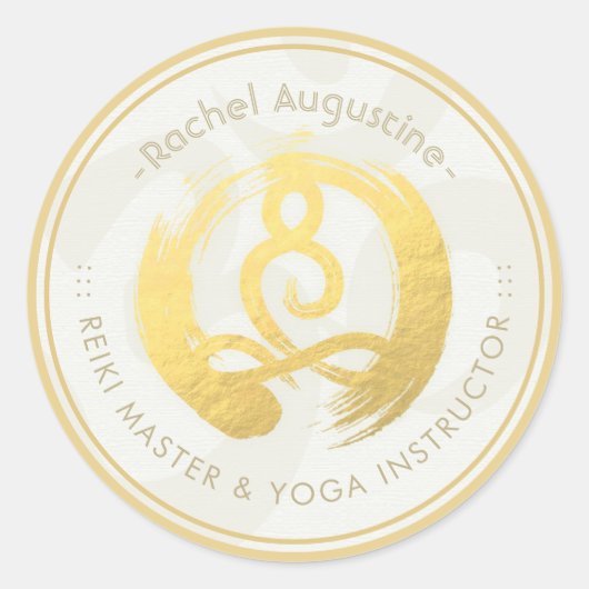 ヨガインストラクターライフコーチ瞑想ポーズゼンOM ラウンドシール (正面)