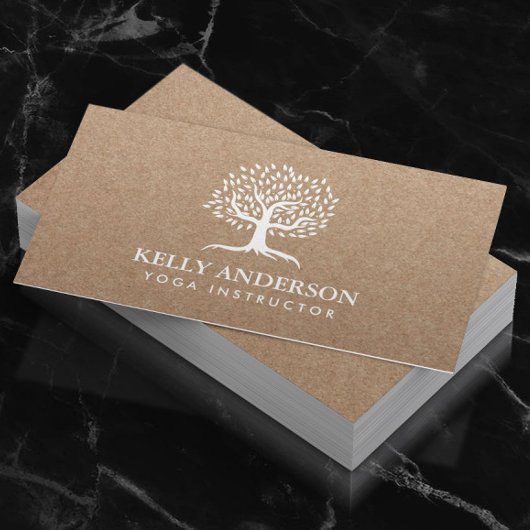 ヨガインストラクターライフツリーク素朴ラフト 名刺