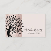 ヨガインストラクターライフツリーモダン赤面バラ金ゴールド 名刺 (正面)