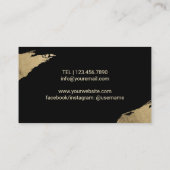 ヨガインストラクターライフツリーモダン金ゴールドストロークブラック 名刺 (裏面)