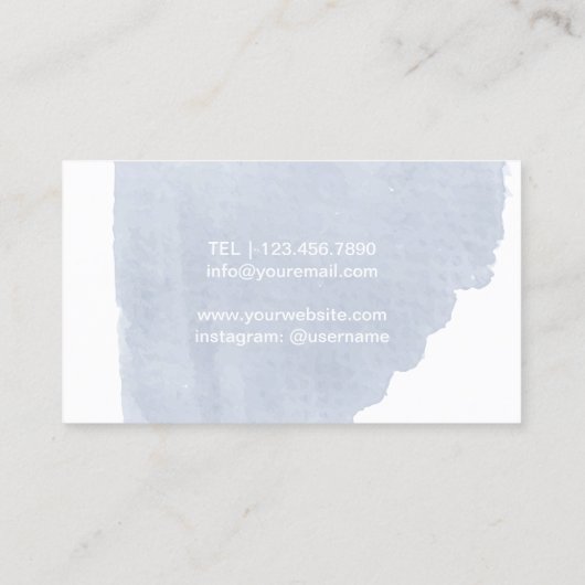 ヨガインストラクターライフツリーライトブルーウォーターカラー 名刺 (裏面)