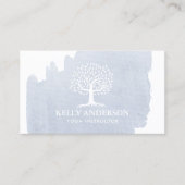 ヨガインストラクターライフツリーライトブルーウォーターカラー 名刺 (正面)