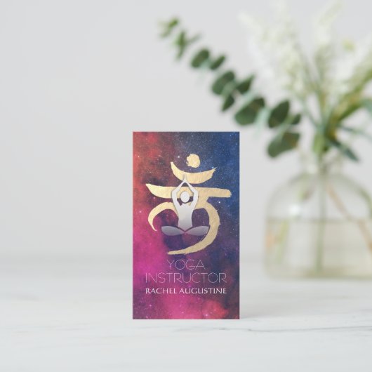 ヨガインストラクタールートチャクラシンボル瞑想ポーズ 名刺 (スタンド正面)
