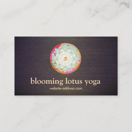 ヨガインストラクターロータスアンドオムシンボル 名刺 (正面)