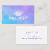 ヨガインストラクターロータスエレガントフラワーウォーター色 名刺 (正面/裏面)