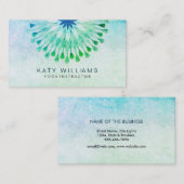 ヨガインストラクターロータスフラワーウォーターカラーティール（緑がかった色） 名刺 (正面/裏面)