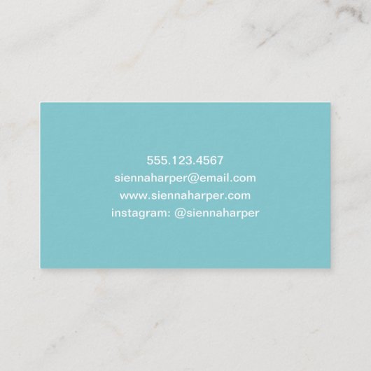 ヨガインストラクターロータスフラワーティール（緑がかった色） 名刺 (裏面)