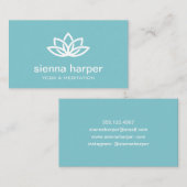 ヨガインストラクターロータスフラワーティール（緑がかった色） 名刺 (正面/裏面)