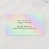 ヨガインストラクターロータスフラワーホログラフィックパステル 名刺 (裏面)