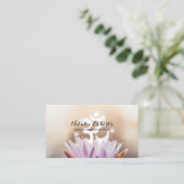 ヨガインストラクターロータスフラワー&オムシンボル 名刺 (スタンド正面)