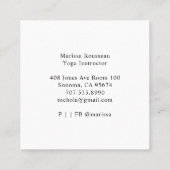 ヨガインストラクターロータスポーズビジネスカード スクエア名刺 (裏面)